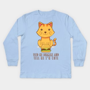 Burger Cat Kids Long Sleeve T-Shirt